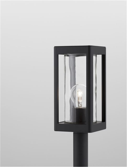 FIGO Dark Grey Aluminum & Clear Glass LED E27 1x12 Watt 220-240 Volt Bulb Excluded IP54 L: 11 W: 11 H: 50 cm