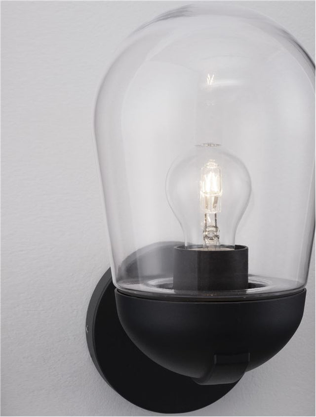 OMIKA Dark Grey Aluminum & Clear Glass LED E27 1x12 Watt 220-240 Volt Bulb Excluded IP54 D: 15 W: 18.5 H: 28 cm