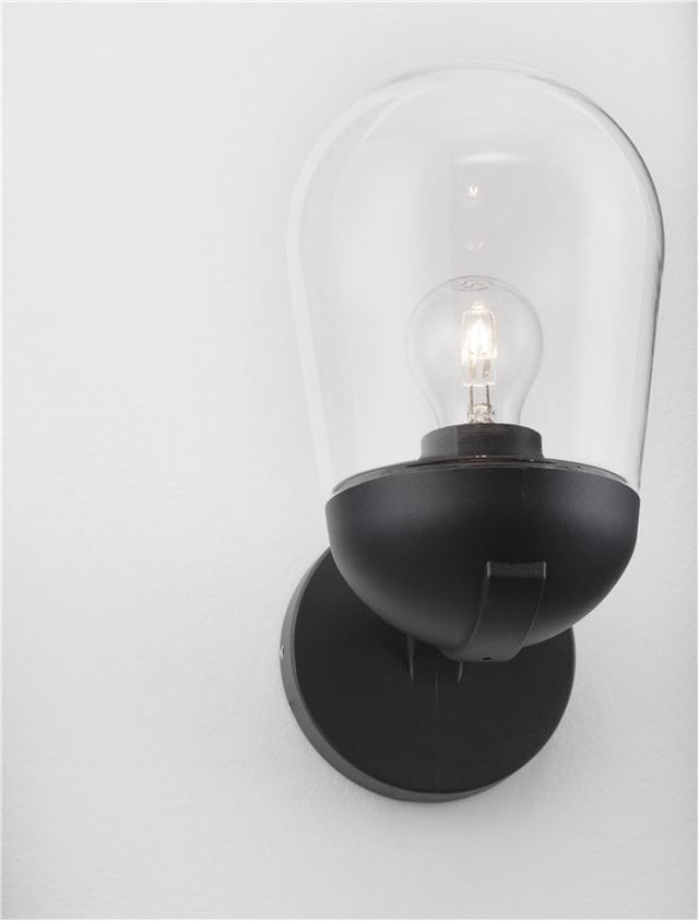 OMIKA Dark Grey Aluminum & Clear Glass LED E27 1x12 Watt 220-240 Volt Bulb Excluded IP54 D: 15 W: 18.5 H: 28 cm