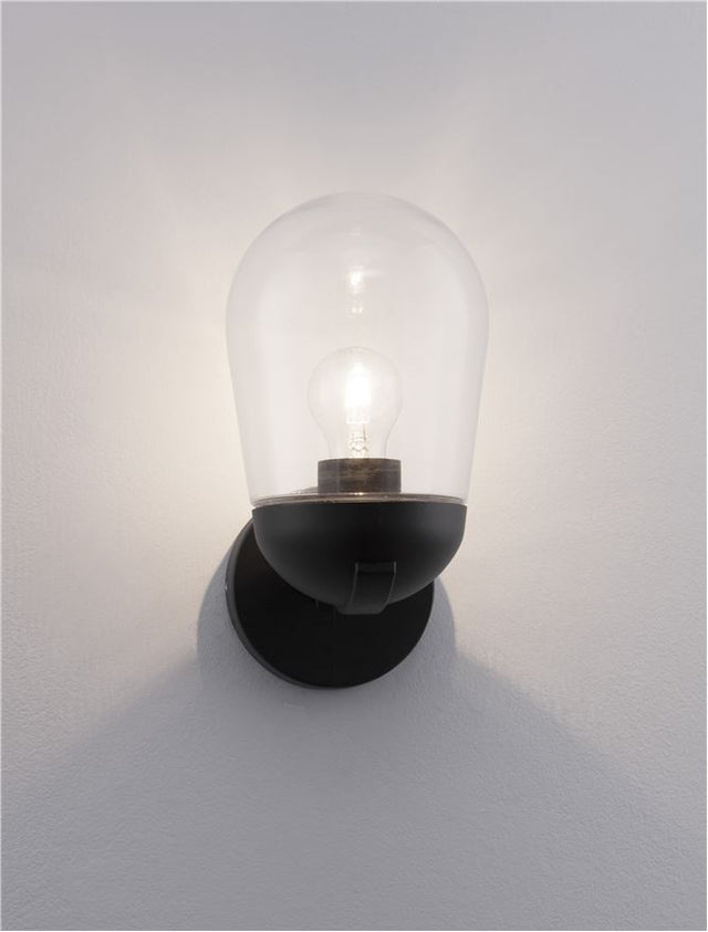 OMIKA Dark Grey Aluminum & Clear Glass LED E27 1x12 Watt 220-240 Volt Bulb Excluded IP54 D: 15 W: 18.5 H: 28 cm