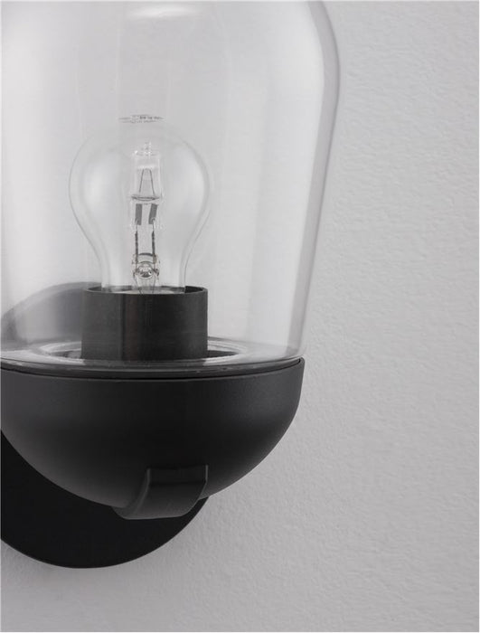 OMIKA Dark Grey Aluminum & Clear Glass LED E27 1x12 Watt 220-240 Volt Bulb Excluded IP54 D: 15 W: 18.5 H: 28 cm
