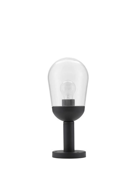 OMIKA Dark Grey Aluminum & Clear Glass LED E27 1x12 Watt 220-240 Volt Bulb Excluded IP54 D: 15 H: 37 cm