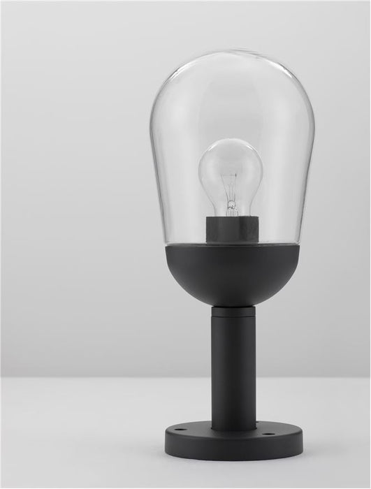 OMIKA Dark Grey Aluminum & Clear Glass LED E27 1x12 Watt 220-240 Volt Bulb Excluded IP54 D: 15 H: 37 cm
