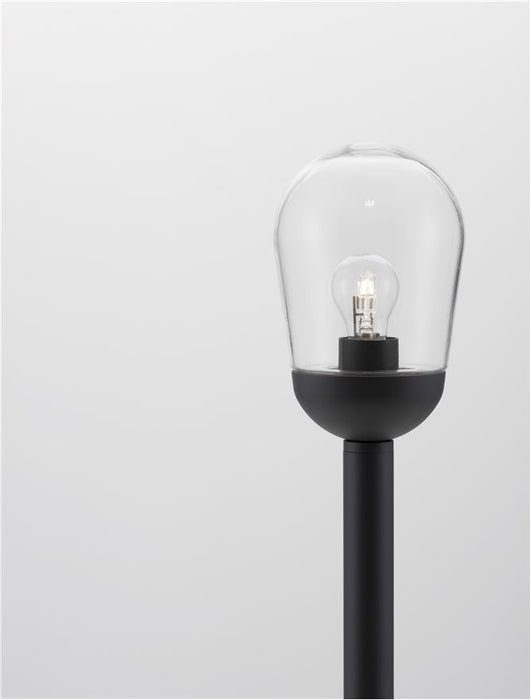 OMIKA Dark Grey Aluminum & Clear Glass LED E27 1x12 Watt 220-240 Volt Bulb Excluded IP54 D: 15 H: 97 cm