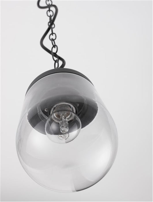 OMIKA Dark Grey Aluminum & Clear Glass LED E27 1x12 Watt 110-240 Volt Bulb Excluded IP54 D: 15 H: 88.5 cm