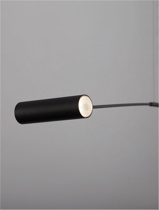 VOICE Sandy Black Aluminium & Acrylic LED 12 Watt 220 Volt 960Lm 3000K IP20 Cable Length: 190 cm L: 192 W: 12 H: 20-250 cm