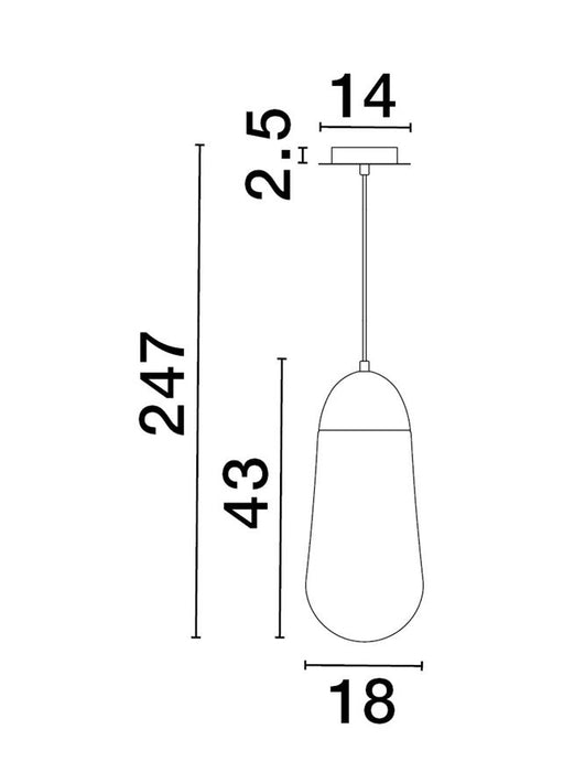 BLAKY Matt Black Metal & Opal Glass LED E14 1x5 Watt 230 Volt IP20 Bulb Excluded D: 18 H: 246 cm Adjustable height