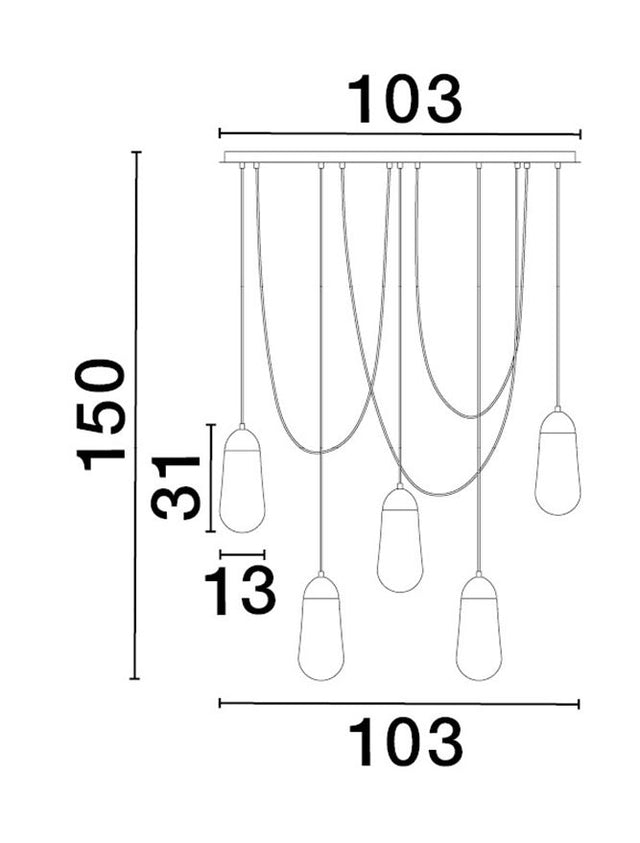BLAKY Matt Black Metal & Opal Glass LED E14 5x5 Watt 230 Volt IP20 Bulb Excluded L: 103 W: 13 H: 150 cm Adjustable height