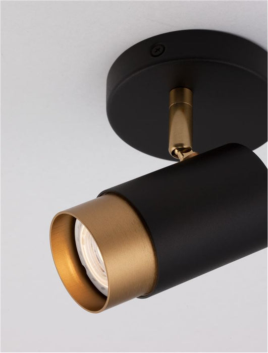 POGNO Sandy Black & Gold Aluminium LED GU10 1x10 Watt 220-240 Volt IP20 Bulb Excluded D: 5.4 H: 14 cm Rotating & Adjustable