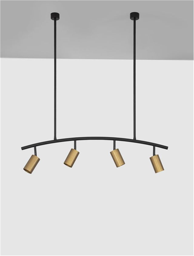 POGNO Black & Gold Aluminium LED GU10 4x10 Watt 230 Volt IP20 Bulb Excluded L: 96.5 H: 90 cm