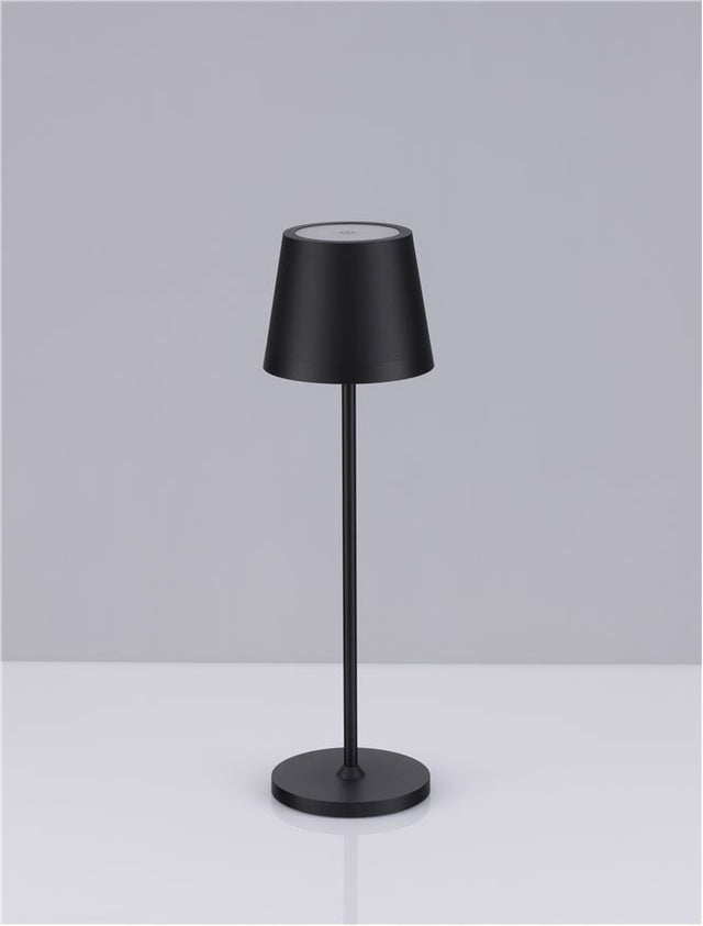 SEINA Sandy Black Aluminium & Acrylic LED 2 Watt 192Lm 2700K DC 5 Volt IP54 Switch On/Off Rechargeable with PG base or White USB Type C Wire D: 11.4 H: 39.5 cm