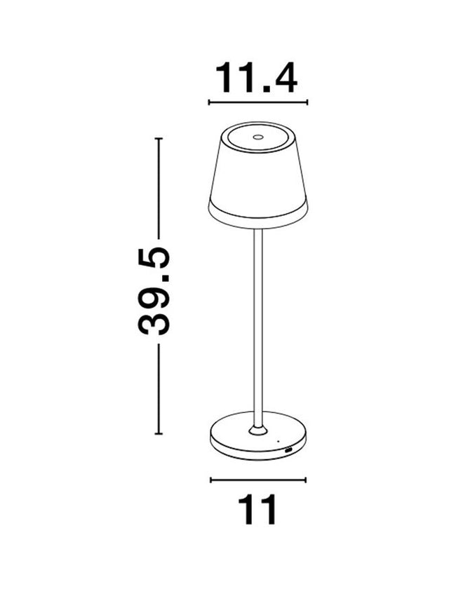 SEINA Sandy White Aluminium & Acrylic LED 2 Watt 192Lm 2700K DC 5 Volt IP54 Switch On/Off Rechargeable with PG base or White USB Type C Wire D: 11.4 H: 39.5 cm