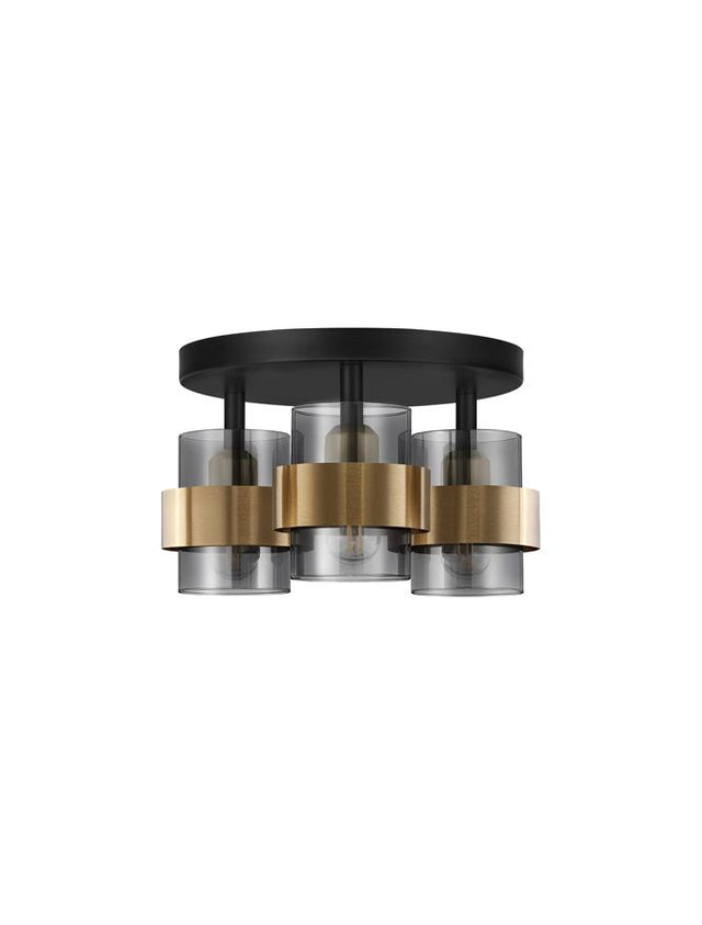 SIANNA Smoky Glass Brass Gold Metal LED E27 3x12 Watt 230 Volt IP20 Bulb Excluded D: 37 H: 20 cm