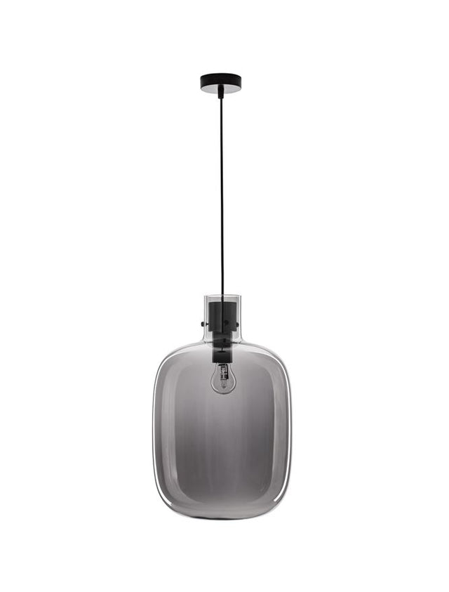 CINZIA Smoky Glass Black Cord Black Metal Base LED E27 1x12 Watt 230 Volt IP20 Bulb Excluded D: 30 H1: 45 H2: 248 cm Adjustable Height