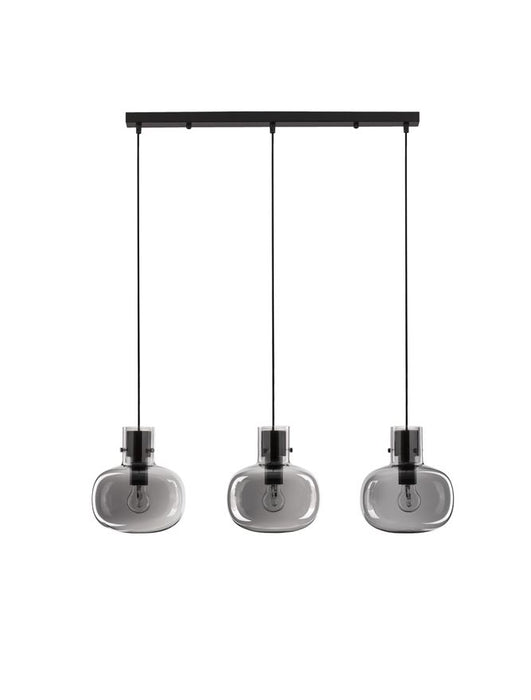 CINZIA Smoky Glass Black Cord Black Metal Base LED E27 3x12 Watt 230 Volt IP20 Bulb Excluded L: 86 H1: 25 H2: 175 cm Adjustable Height