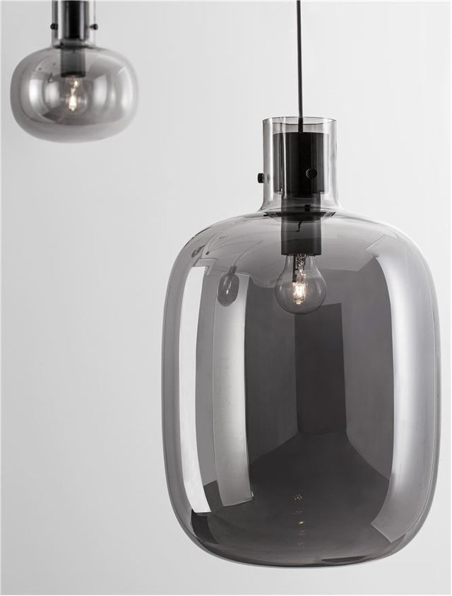 CINZIA Smoky Glass Black Cord Black Metal Base LED E27 4x12 Watt 230 Volt IP20 Bulb Excluded L: 180 H: 240 cm Adjustable Height