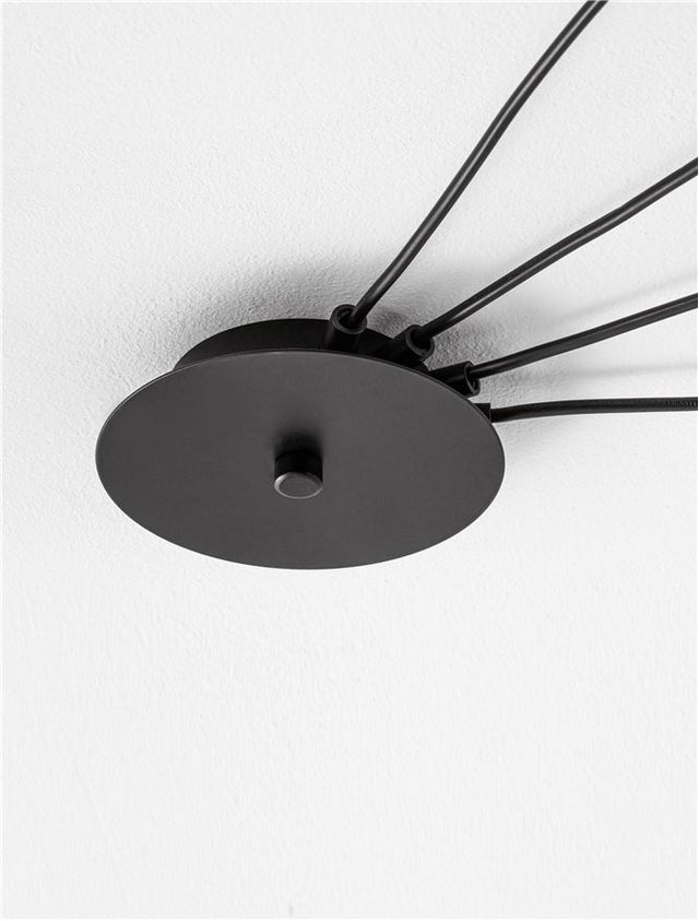 CINZIA Smoky Glass Black Cord Black Metal Base LED E27 4x12 Watt 230 Volt IP20 Bulb Excluded L: 180 H: 240 cm Adjustable Height