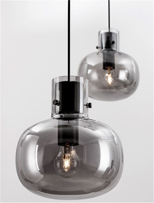 CINZIA Smoky Glass Black Cord Black Metal Base LED E27 4x12 Watt 230 Volt IP20 Bulb Excluded L: 180 H: 240 cm Adjustable Height