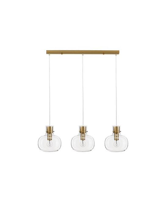 CINZIA Clear Glass White Cord Brass Gold Metal LED E27 3x12 Watt 230 Volt IP20 Bulb Excluded L: 86 H1: 25 H2: 175 cm Adjustable Height