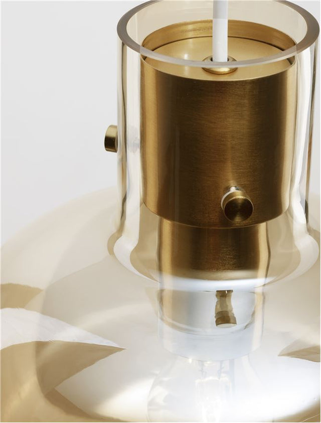 CINZIA Champagne Glass White Cord Brass Gold Metal LED E27 1x12 Watt 230 Volt IP20 Bulb Excluded D: 22 H1: 25 H2: 178 cm Adjustable Height