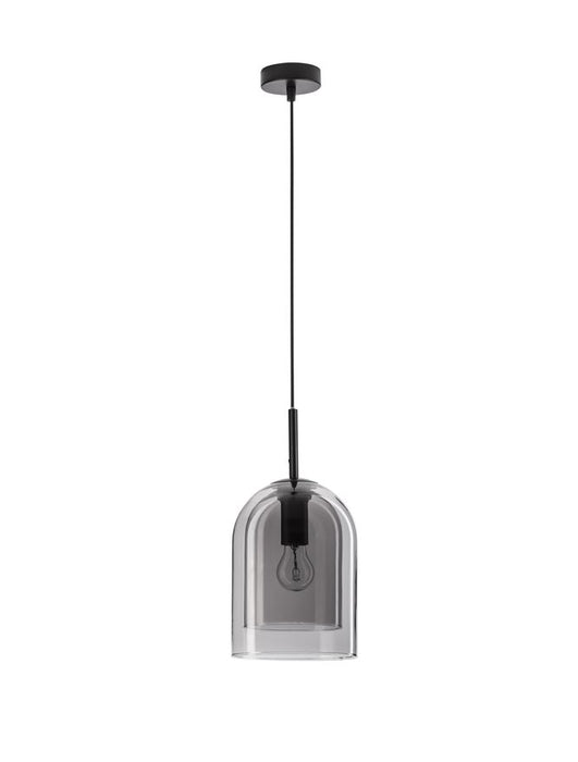 VELOR Double Layered Smoky Glass Black Cord Black Metal Base LED E27 1x12 Watt 230 Volt IP20 Bulb Excluded D: 18 H: 240 cm Adjustable height