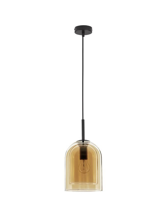 VELOR Double Layered Dark Champagne Glass Black Cord Black Metal Base LED E27 1x12 Watt 230 Volt IP20 Bulb Excluded D: 18 H: 240 cm Adjustable height