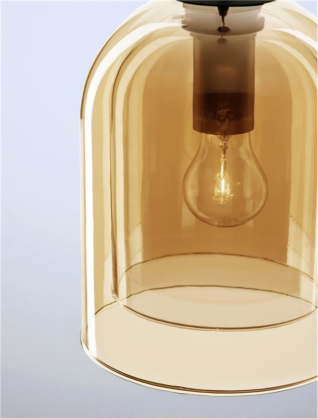 VELOR Double Layered Dark Champagne Glass Black Cord Black Metal Base LED E27 1x12 Watt 230 Volt IP20 Bulb Excluded D: 18 H: 240 cm Adjustable height