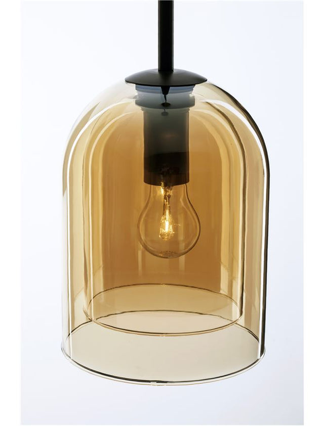 VELOR Double Layered Dark Champagne Glass Black Cord Black Metal Base LED E27 1x12 Watt 230 Volt IP20 Bulb Excluded D: 18 H: 240 cm Adjustable height
