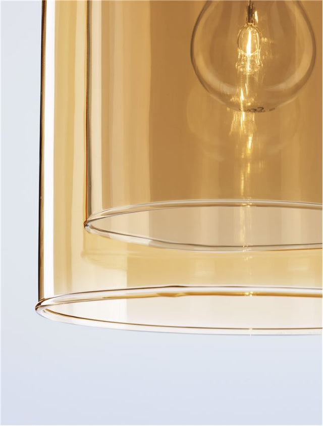 VELOR Double Layered Dark Champagne Glass Black Cord Black Metal Base LED E27 1x12 Watt 230 Volt IP20 Bulb Excluded D: 18 H: 240 cm Adjustable height