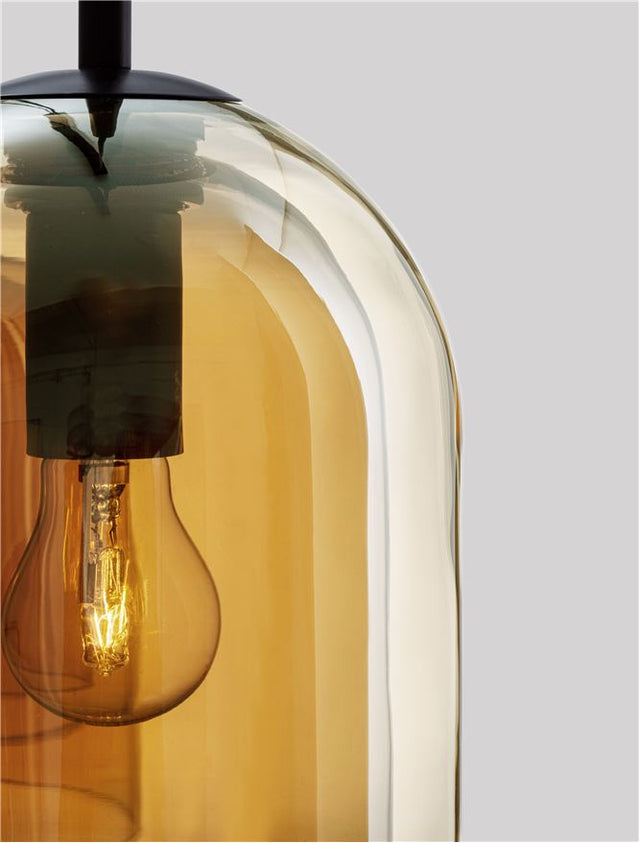 VELOR Double Layered Dark Champagne Glass Black Cord Black Metal Base LED E27 3x12 Watt 230 Volt IP20 Bulb Excluded L: 70 W:18 H: 158 cm Adjustable height