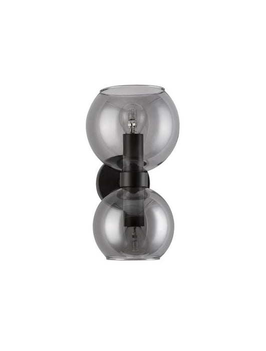PALMER Smoky Glass Black Metal Base LED E14 2x5 Watt 230 Volt IP20 Bulb Excluded D: 15 W: 18.5 H: 25.5 cm