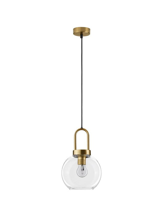 IRVINE Clear Glass Black Cord Brass Gold Metal LED E27 1x12 Watt 230 Volt IP20 Bulb Excluded D: 20 H1: 30.3 H2: 230 cm Adjustable Height