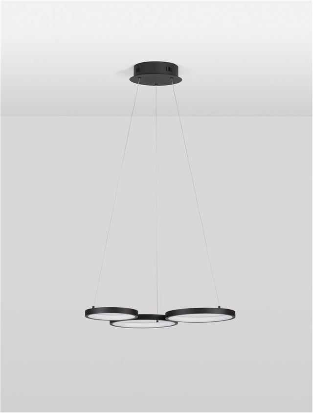 MAGNUS Triac Dimmable Sandy Black Aluminiun & Acrylic LED 28 Watt 230 Volt 1900Lm 3000K IP20 D: 55 W: 51.5 H: 120 cm Adjustable Height