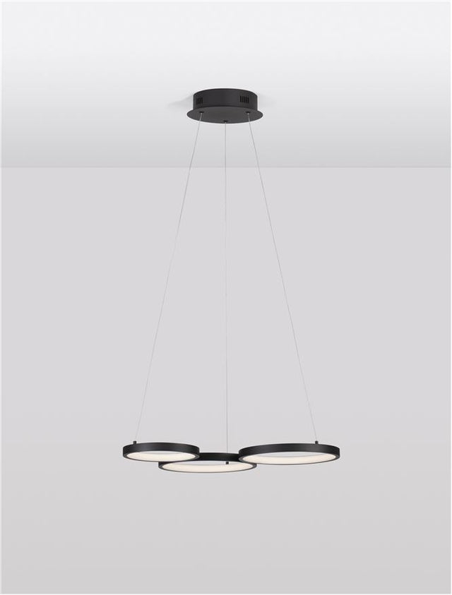 MAGNUS Triac Dimmable Sandy Black Aluminiun & Acrylic LED 28 Watt 230 Volt 1900Lm 3000K IP20 D: 55 W: 51.5 H: 120 cm Adjustable Height