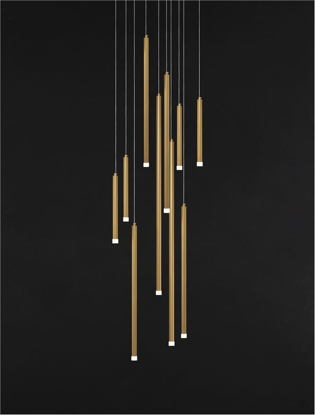 TRIMLE Triac Dimmable Sandy Gold Aluminium & Acrylic LED 26 Watt 230 Volt 1861Lm 3000K IP20 D: 50 H: 220 cm Adjustable Height