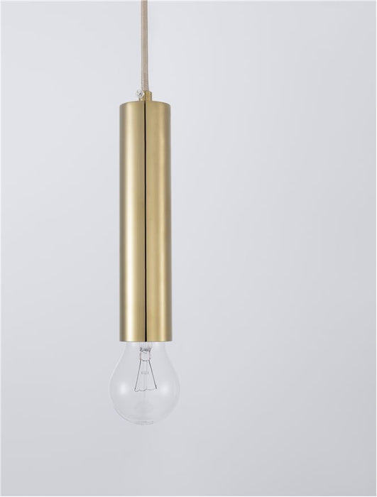 NORWAY Gold Metal Gold Fabric Wire LED E27 1x12 Watt 230 Volt IP20 Bulb Excluded D: 4.5 H1: 20 H2: 180 cm Adjustable height