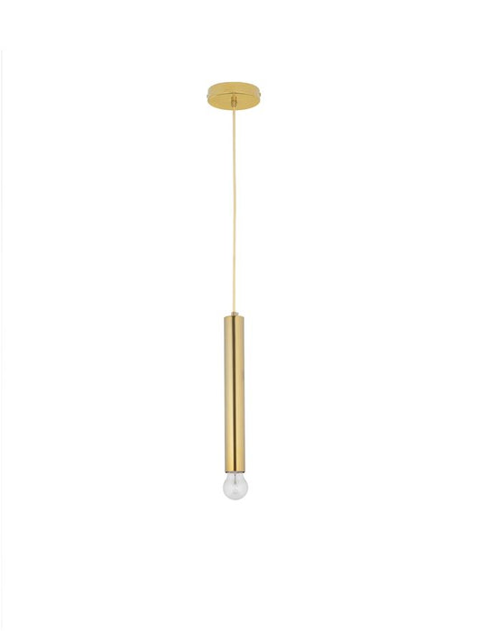 NORWAY Gold Metal Gold Fabric Wire LED E27 1x12 Watt 230 Volt IP20 Bulb Excluded D: 4.5 H1: 35 H2: 180 cm Adjustable height
