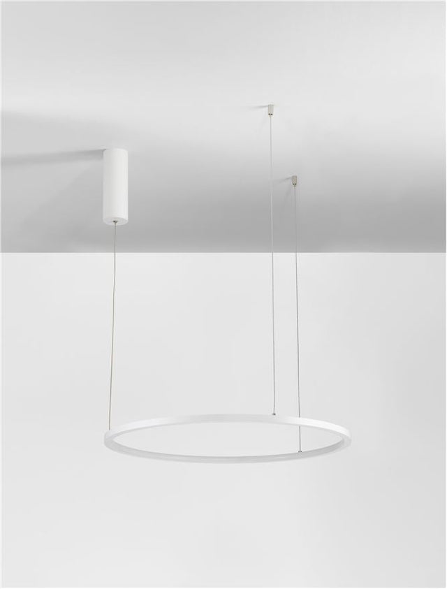 TARQUIN Triac Dimmable Sandy White Aluminium & Acrylic LED 37 Watt 230 Volt 1274Lm 3000K IP20 D: 60 H: 200 cm Adjustable Height