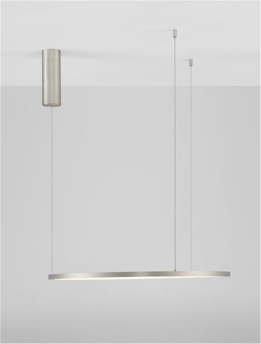 TARQUIN Triac Dimmable Brushed Champagne Silver Aluminium & Acrylic LED 37 Watt 230 Volt 1274Lm 3000K IP20 D: 60 H: 200 cm Adjustable Height