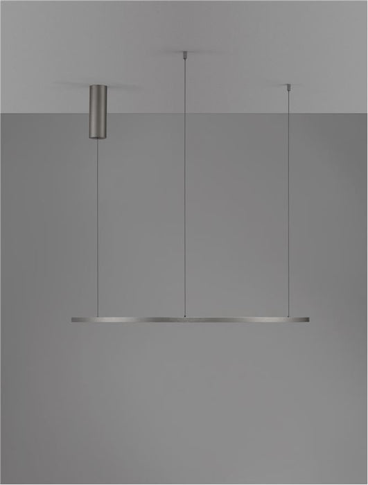 TARQUIN Triac Dimmable Brushed Champagne Silver Aluminium & Acrylic LED 46 Watt 230 Volt 1708Lm 3000K IP20 D: 80 H: 200 cm Adjustable Height