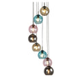Mardi Gras II 8Lt Pendant -  Black Metal & Coloured Glass