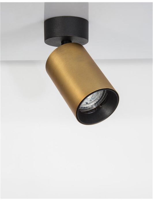 INUS Black & Satin Gold Aluminium LED GU10 1x10 Watt 220-240 Volt IP20 Bulb Excluded D: 5.7 H: 13 cm Rotating & Adjustable