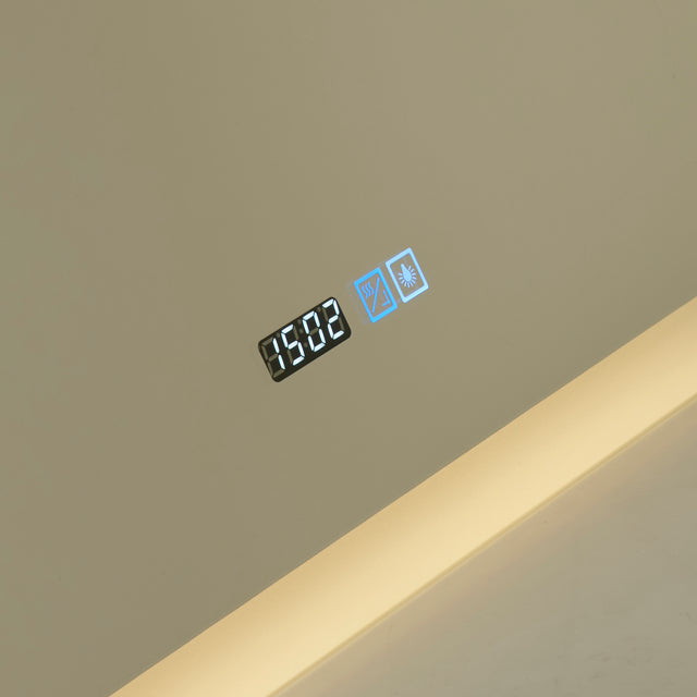 Rectangle Bathroom Mirror-Digital Clock,Demister Pad