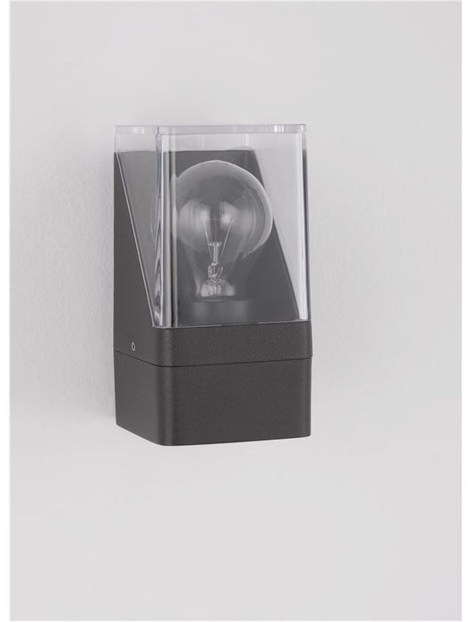 SELENA Anthracite Die-Casting Aluminum & Clear Acrylic LED E27 1x12 Watt 220-240 Volt Bulb Excluded IP65 L: 8.5 W: 9.8 H: 16 cm