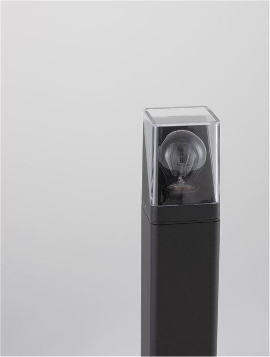 SELENA Anthracite Die-Casting Aluminum & Clear Acrylic LED E27 1x12 Watt 220-240 Volt Bulb Excluded IP65 L: 8.5 W: 8.5 H: 65 cm