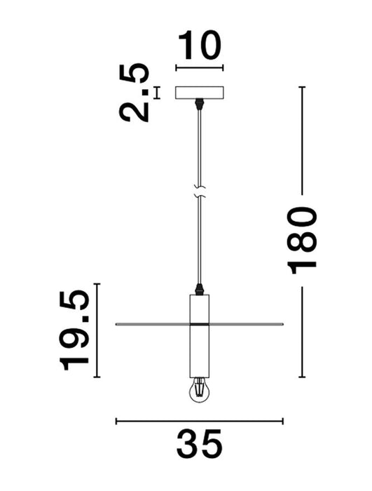 ROYAL Black Metal LED E27 1x12 Watt 230 Volt IP20 Bulb Excluded D: 35 H 1: 19.5 H 2: 180 cm Adjustable height