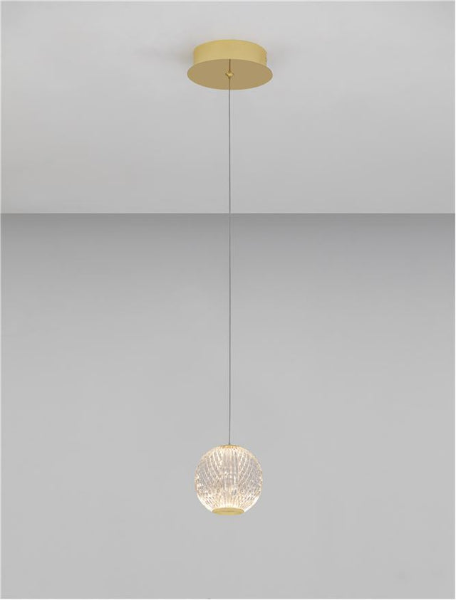 BRILLANTE Gold Aluminium & Acrylic LED 6 Watt 230 Volt 247Lm 3200K IP20 D: 12 H: 120 cm Adjustable Height
