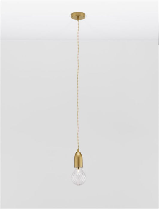 VEDA Brass Metal & Clear Glass LED G9 1x6 Watt 230 Volt IP20 Bulb Excluded D: 9.5 H: 120 cm Adjustable height