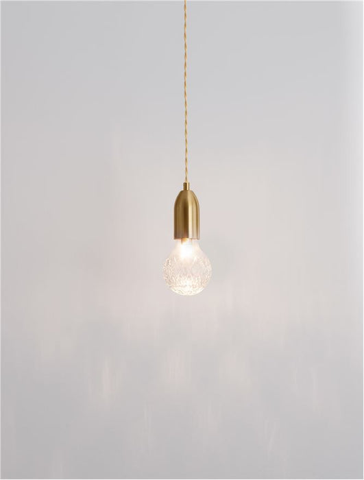 VEDA Brass Metal & Clear Glass LED G9 1x6 Watt 230 Volt IP20 Bulb Excluded D: 9.5 H: 120 cm Adjustable height