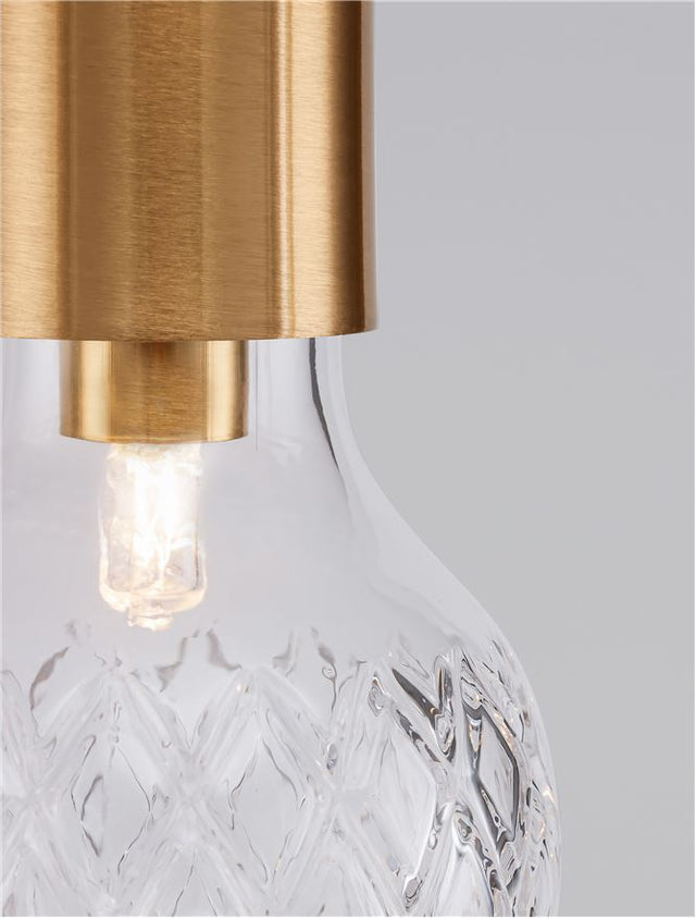 VEDA Brass Metal & Clear Glass LED G9 1x6 Watt 230 Volt IP20 Bulb Excluded D: 9.5 H: 120 cm Adjustable height